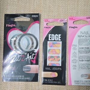 Pink Floral Edge Nail Strips - Press-On Nail Decals